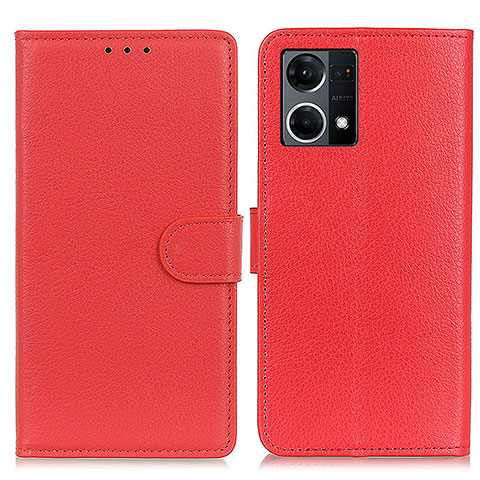 Custodia Portafoglio In Pelle Cover con Supporto A03D per Oppo Reno7 4G Rosso