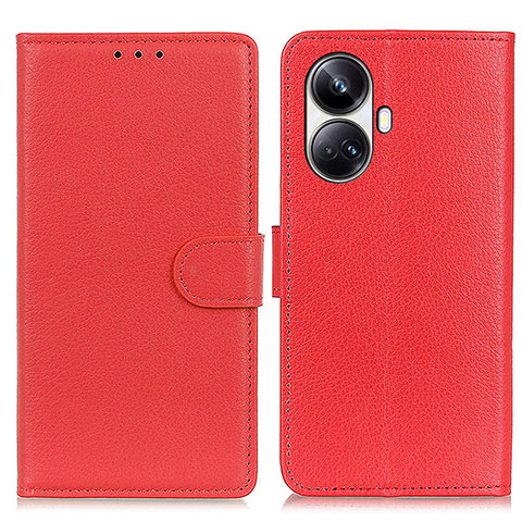 Custodia Portafoglio In Pelle Cover con Supporto A03D per Realme 10 Pro+ Plus 5G Rosso