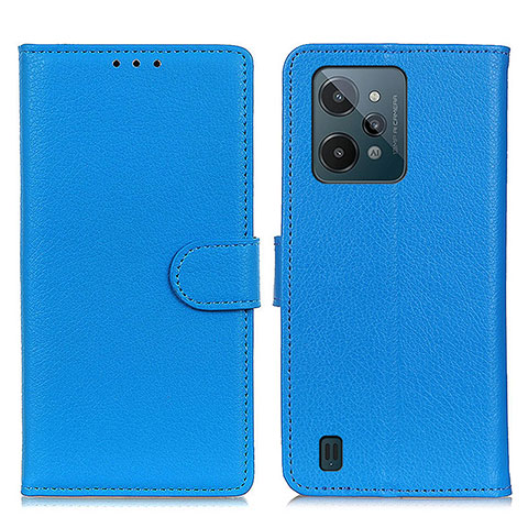 Custodia Portafoglio In Pelle Cover con Supporto A03D per Realme C31 Cielo Blu