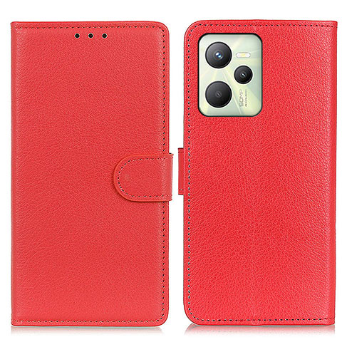 Custodia Portafoglio In Pelle Cover con Supporto A03D per Realme C35 Rosso