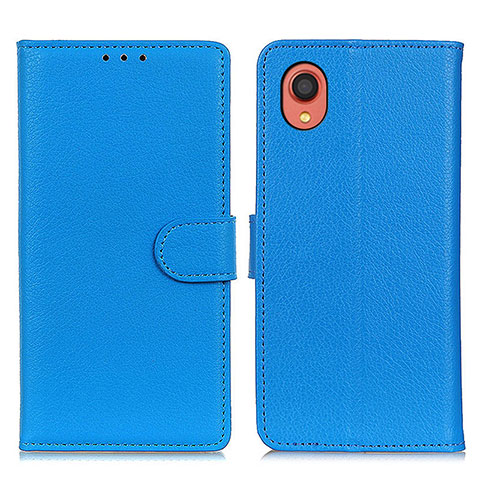 Custodia Portafoglio In Pelle Cover con Supporto A03D per Samsung Galaxy A22 5G SC-56B Cielo Blu