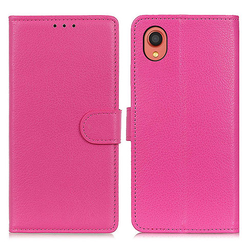 Custodia Portafoglio In Pelle Cover con Supporto A03D per Samsung Galaxy A22 5G SC-56B Rosa Caldo