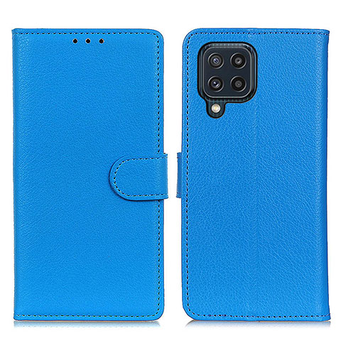 Custodia Portafoglio In Pelle Cover con Supporto A03D per Samsung Galaxy M32 4G Cielo Blu