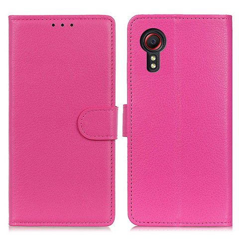 Custodia Portafoglio In Pelle Cover con Supporto A03D per Samsung Galaxy XCover 5 SM-G525F Rosa Caldo