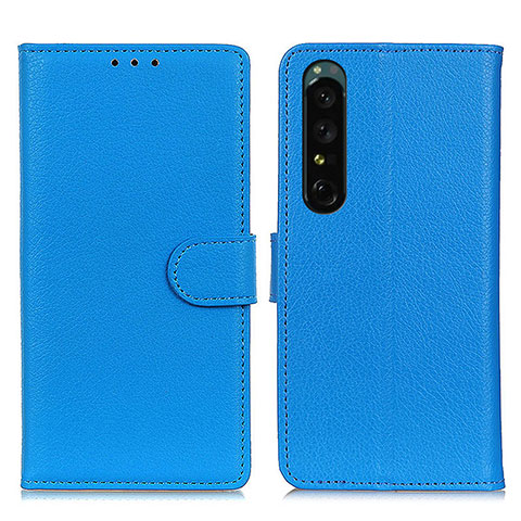 Custodia Portafoglio In Pelle Cover con Supporto A03D per Sony Xperia 1 V Cielo Blu