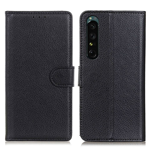 Custodia Portafoglio In Pelle Cover con Supporto A03D per Sony Xperia 1 V Nero