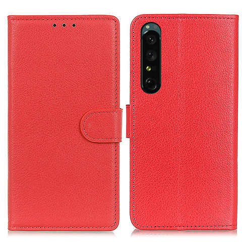 Custodia Portafoglio In Pelle Cover con Supporto A03D per Sony Xperia 1 V Rosso