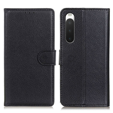 Custodia Portafoglio In Pelle Cover con Supporto A03D per Sony Xperia 10 V Nero