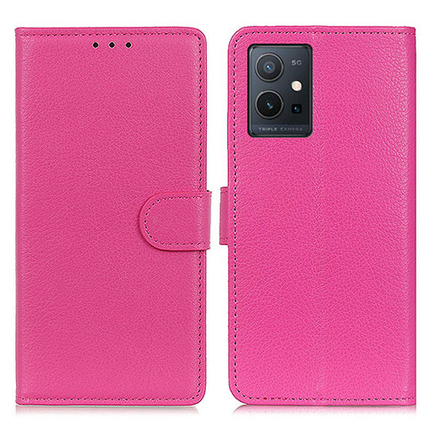 Custodia Portafoglio In Pelle Cover con Supporto A03D per Vivo Y55s 5G Rosa Caldo