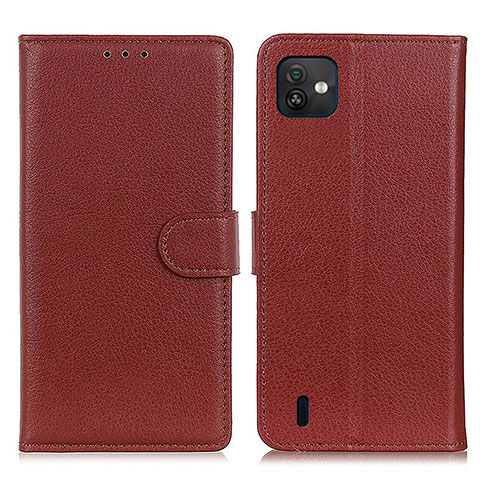 Custodia Portafoglio In Pelle Cover con Supporto A03D per Wiko Y82 Marrone