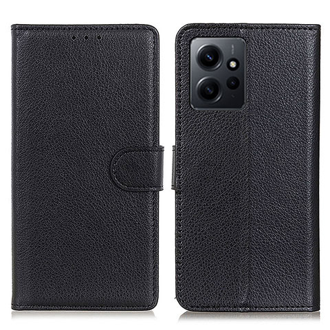 Custodia Portafoglio In Pelle Cover con Supporto A03D per Xiaomi Redmi Note 12 4G Nero