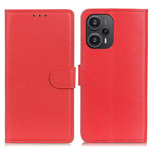 Custodia Portafoglio In Pelle Cover con Supporto A03D per Xiaomi Redmi Note 12 Turbo 5G Rosso