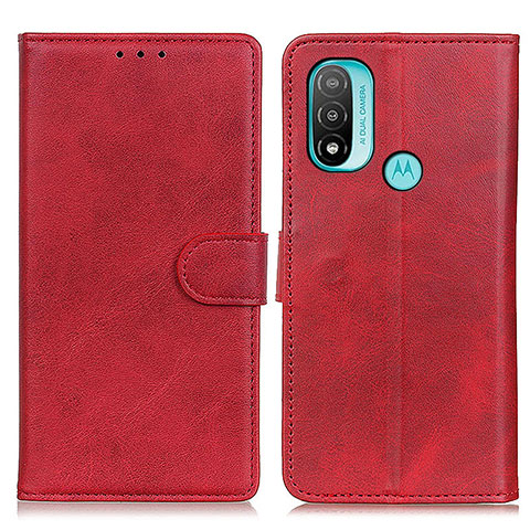 Custodia Portafoglio In Pelle Cover con Supporto A04D per Motorola Moto E20 Rosso