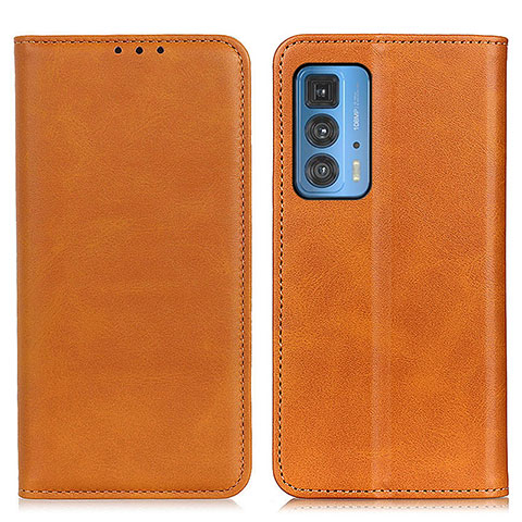 Custodia Portafoglio In Pelle Cover con Supporto A04D per Motorola Moto Edge 20 Pro 5G Marrone Chiaro