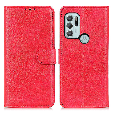 Custodia Portafoglio In Pelle Cover con Supporto A04D per Motorola Moto G60s Rosso