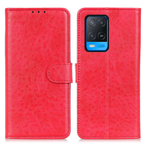 Custodia Portafoglio In Pelle Cover con Supporto A04D per Oppo A54 4G Rosso