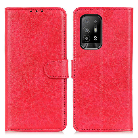 Custodia Portafoglio In Pelle Cover con Supporto A04D per Oppo A94 5G Rosso