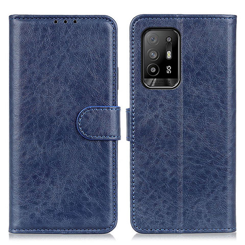 Custodia Portafoglio In Pelle Cover con Supporto A04D per Oppo F19 Pro+ Plus 5G Blu