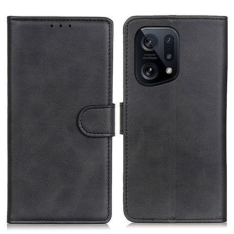 Custodia Portafoglio In Pelle Cover con Supporto A04D per Oppo Find X5 5G Nero