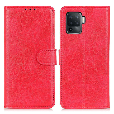 Custodia Portafoglio In Pelle Cover con Supporto A04D per Oppo Reno5 F Rosso