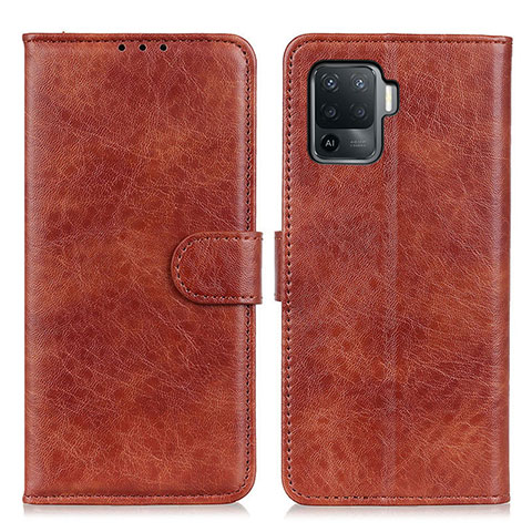 Custodia Portafoglio In Pelle Cover con Supporto A04D per Oppo Reno5 Lite Marrone