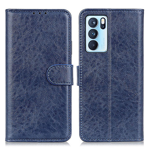 Custodia Portafoglio In Pelle Cover con Supporto A04D per Oppo Reno6 Pro 5G India Blu