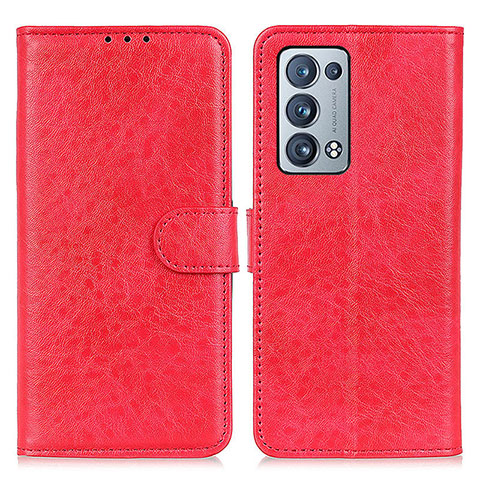 Custodia Portafoglio In Pelle Cover con Supporto A04D per Oppo Reno6 Pro 5G Rosso