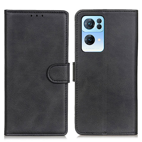 Custodia Portafoglio In Pelle Cover con Supporto A04D per Oppo Reno7 Pro 5G Nero