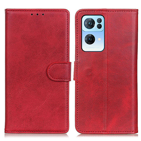 Custodia Portafoglio In Pelle Cover con Supporto A04D per Oppo Reno7 Pro 5G Rosso