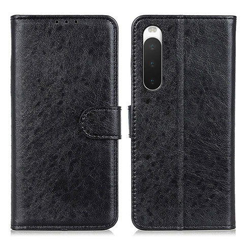 Custodia Portafoglio In Pelle Cover con Supporto A04D per Sony Xperia 10 V Nero