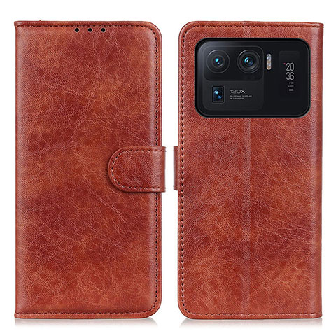 Custodia Portafoglio In Pelle Cover con Supporto A04D per Xiaomi Mi 11 Ultra 5G Marrone