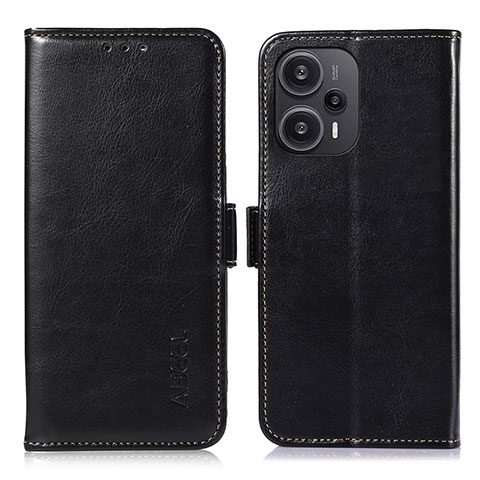 Custodia Portafoglio In Pelle Cover con Supporto A04D per Xiaomi Poco F5 5G Nero