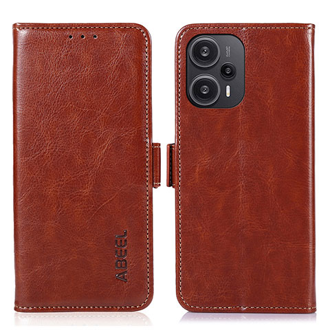 Custodia Portafoglio In Pelle Cover con Supporto A04D per Xiaomi Redmi Note 12 Turbo 5G Marrone