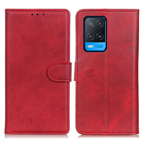 Custodia Portafoglio In Pelle Cover con Supporto A05D per Oppo A54 4G Rosso