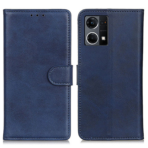 Custodia Portafoglio In Pelle Cover con Supporto A05D per Oppo Reno7 4G Blu