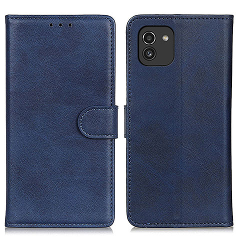 Custodia Portafoglio In Pelle Cover con Supporto A05D per Samsung Galaxy A03 Blu