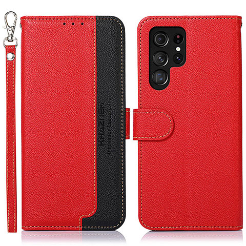 Custodia Portafoglio In Pelle Cover con Supporto A05D per Samsung Galaxy S23 Ultra 5G Rosso