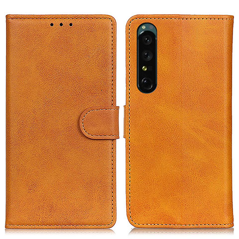 Custodia Portafoglio In Pelle Cover con Supporto A05D per Sony Xperia 1 V Marrone