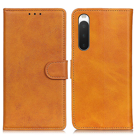 Custodia Portafoglio In Pelle Cover con Supporto A05D per Sony Xperia 10 V Marrone