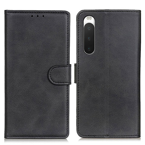 Custodia Portafoglio In Pelle Cover con Supporto A05D per Sony Xperia 10 V Nero