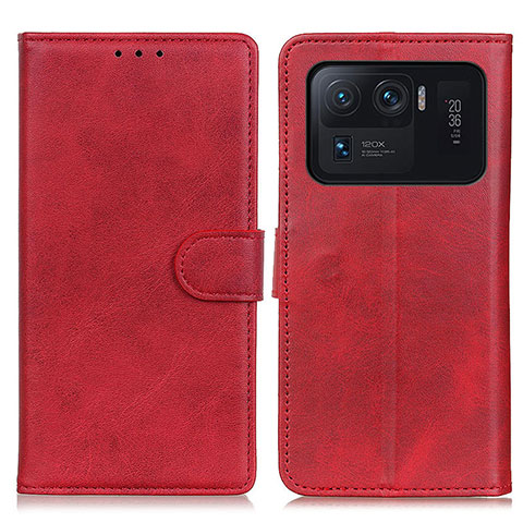 Custodia Portafoglio In Pelle Cover con Supporto A05D per Xiaomi Mi 11 Ultra 5G Rosso