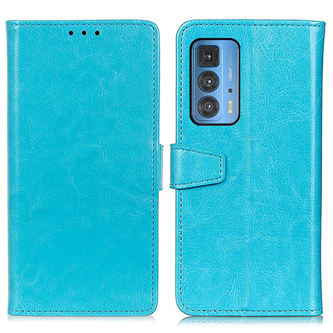 Custodia Portafoglio In Pelle Cover con Supporto A06D per Motorola Moto Edge 20 Pro 5G Cielo Blu