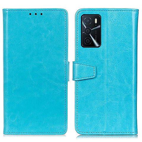 Custodia Portafoglio In Pelle Cover con Supporto A06D per Oppo A16 Cielo Blu