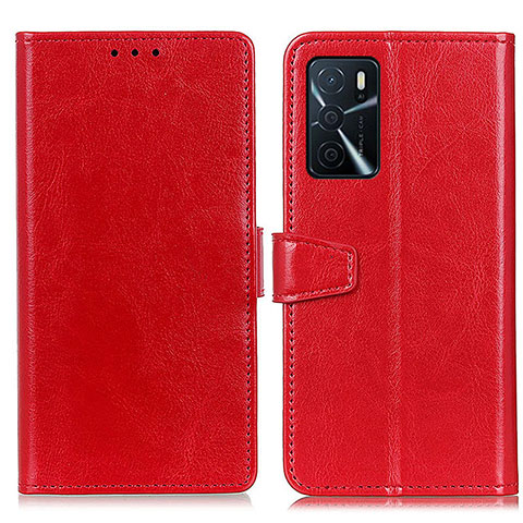 Custodia Portafoglio In Pelle Cover con Supporto A06D per Oppo A16 Rosso