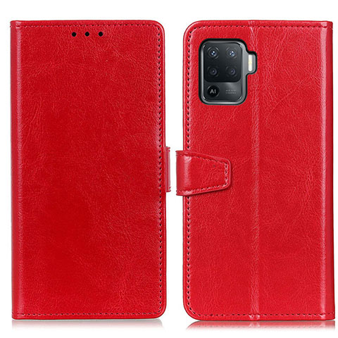 Custodia Portafoglio In Pelle Cover con Supporto A06D per Oppo A94 4G Rosso