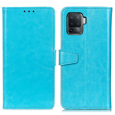 Custodia Portafoglio In Pelle Cover con Supporto A06D per Oppo F19 Pro Cielo Blu