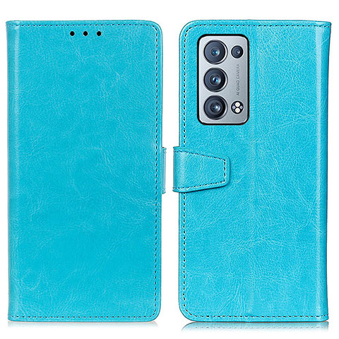 Custodia Portafoglio In Pelle Cover con Supporto A06D per Oppo Reno6 Pro 5G Cielo Blu