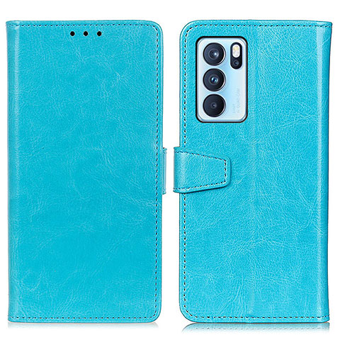 Custodia Portafoglio In Pelle Cover con Supporto A06D per Oppo Reno6 Pro 5G India Cielo Blu