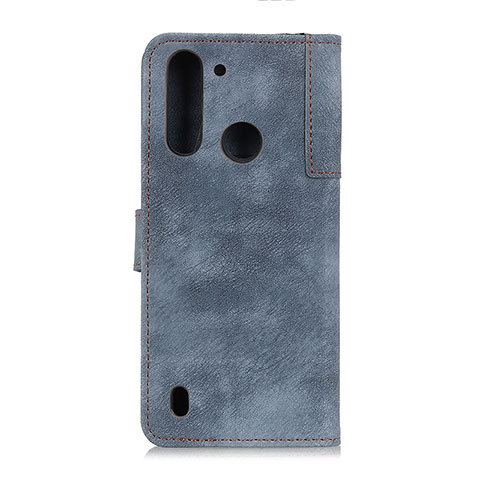 Custodia Portafoglio In Pelle Cover con Supporto A07D per Motorola Moto One Fusion Blu