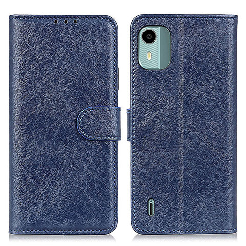 Custodia Portafoglio In Pelle Cover con Supporto A07D per Nokia C12 Blu